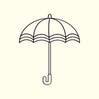 Umbrella with handle. Thin line illustration. vector
