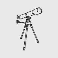 Telescope on a Tripod A Tool for Observing the Cosmos. Thin Line Illustration. vector
