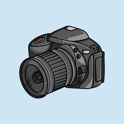 Black DSLR Camera with a Prominent Lens