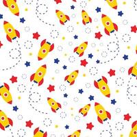 Retro Rocket and Star Pattern vector