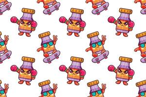 cute vaccine bottle character seamless pattern illustration background vector