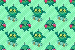smiling durian fruit character seamless pattern illustration background vector