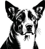 A black and white drawing of a dog vector