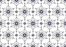 Seamless pattern with decorative floral ornament. Blue and white background, ethnic fabric seamless pattern, design for cloth, carpet, batik, wallpaper, wrapping etc. vector