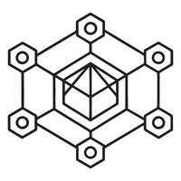 drawing of Blockchain and cryptocurrency flat line icon illustration vector