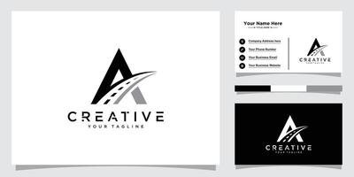Modern logo design initial A combine with road , vector