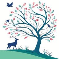 a design of a stylized tree with flowing vector