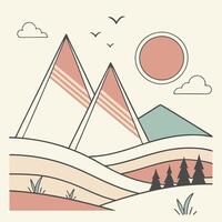 a design of a landscape with simple geometry vector