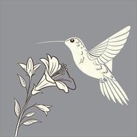 a bird and flower line art design vector
