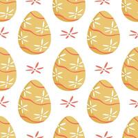 Seamless pattern with Easter eggs and flowers. Suitable for spring and Easter designs. flat illustration. vector