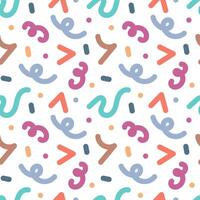 Seamless pattern with simple colored linear doodles. Children's background. vector