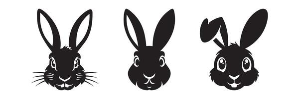 Set of Rabbit Silhouettes. Easter Bunnies. Isolated on a white background vector