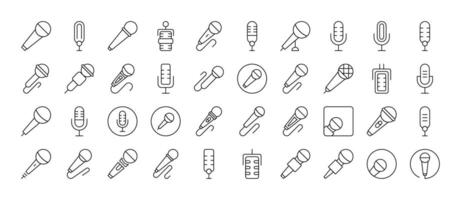 Microphone Line Icon Pack. Outline Signs for Graphic and Web Design, Apps, Adverts, Various Cards vector
