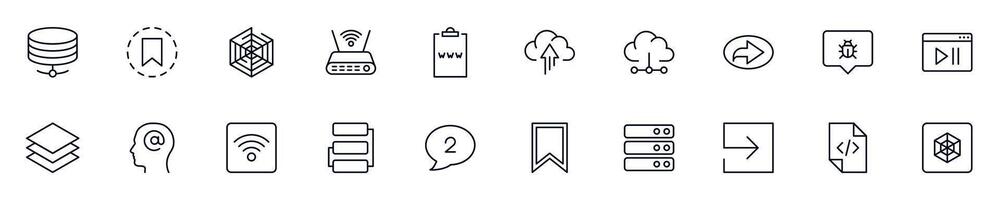 Web and internet thin signs collection. Simple linear illustration for stores, shops, banners, design. Editable stroke vector