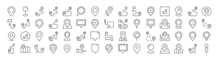 Map Pin Line Icon Bundle. Minimalistic Linear Pictogram for Web and Graphic Design, Apps, Banners, Social Network and Cards vector