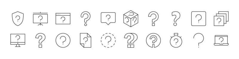 Bundle of Question Related Line Icons. Outline Signs for Graphic and Web Design, Apps, Adverts, Various Cards vector
