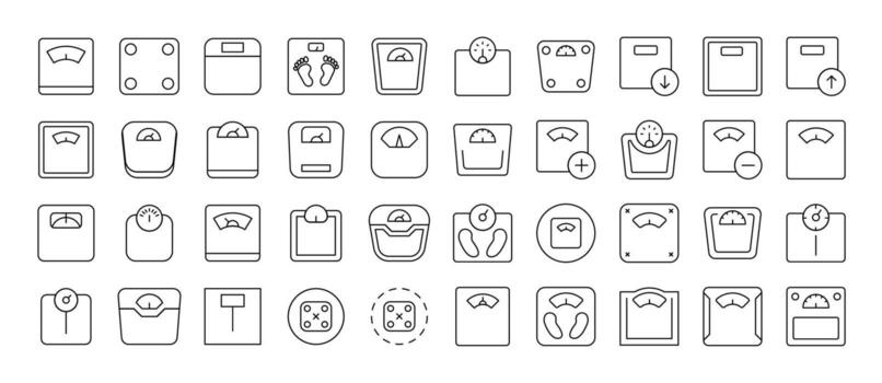 colección de piso escala relacionado línea iconos contorno señales para gráfico y web diseño, aplicaciones, anuncios, varios tarjetas vector