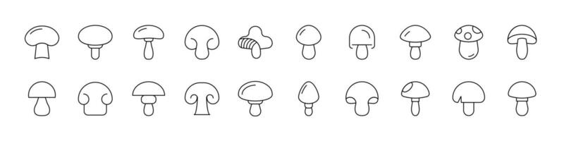Pack of Mushroom Related Line Icons. Outline Signs for Graphic and Web Design, Apps, Adverts, Various Cards vector