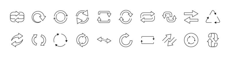 Bundle of Arrow Round Related Line Icons. Outline Signs for Graphic and Web Design, Apps, Adverts, Various Cards vector