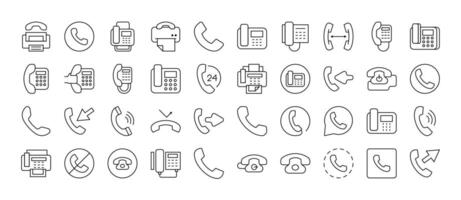 Vintage Phone Line Icon Collection. Outline Signs for Graphic and Web Design, Apps, Adverts, Various Cards vector
