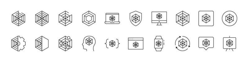 Pack of Net Related Line Icons. Outline Signs for Graphic and Web Design, Apps, Adverts, Various Cards vector