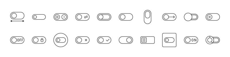 Bundle of On Off, Switch Related Line Icons. Outline Signs for Graphic and Web Design, Apps, Adverts, Various Cards vector