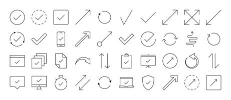 Collection of Various Arrows Related Line Icons. Outline Signs for Graphic and Web Design, Apps, Adverts, Various Cards vector