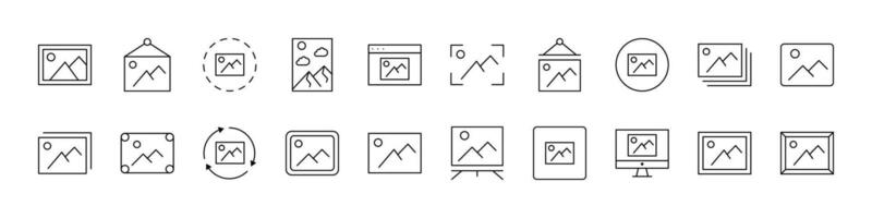 Pack of Picture Related Line Icons. Outline Signs for Graphic and Web Design, Apps, Adverts, Various Cards vector