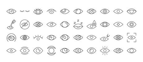 Set of Eye Related Line Icons. Outline Signs for Graphic and Web Design, Apps, Adverts, Various Cards vector