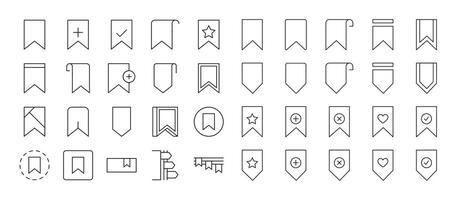 Bookmark Line Icon Set. Minimalistic Linear Pictogram for Web and Graphic Design, Apps, Banners, Social Network and Cards vector