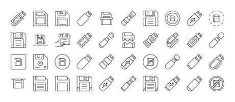 Flash Card Line Icon Set. Outline Signs for Graphic and Web Design, Apps, Adverts, Various Cards vector