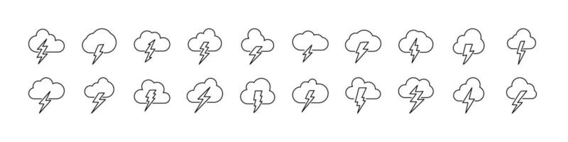 Lightning Outline Simple Linear Image Collection. Editable Stroke. Perfect for Web Sites, Books, Cards, Apps vector