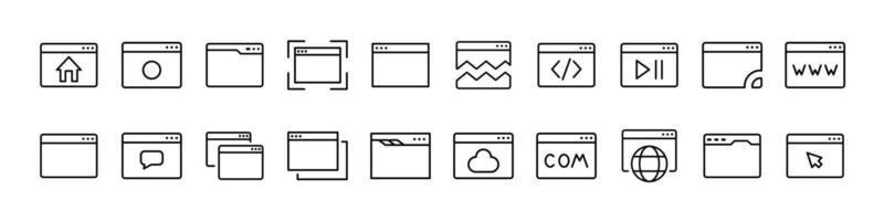 Pack of Web Page Related Line Icons. Outline Signs for Graphic and Web Design, Apps, Adverts, Various Cards vector