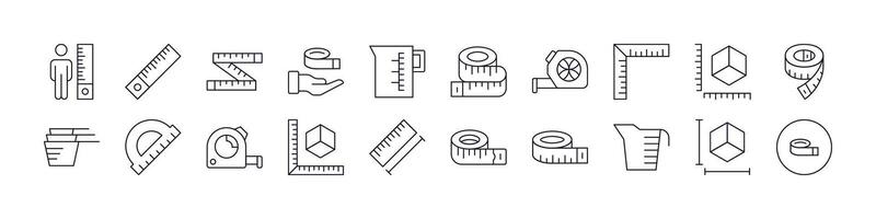 Measure Tape Related Icon Set. Editable Stroke. Perfect for Web Sites, Books, Cards, Apps vector