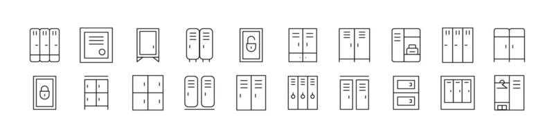 Locker Simple Isolated Line Icons Collection. Editable Stroke. Perfect for Web Sites, Books, Cards, Apps vector