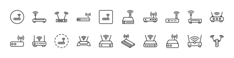 Wi Fi Router Collection of Thin Icons. Editable Stroke. Perfect for Web Sites, Books, Cards, Apps vector