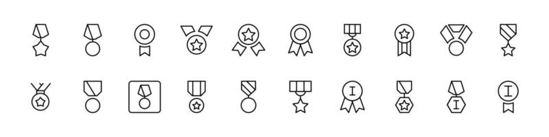 Medal Thin Icons Collection. Editable Stroke. Perfect for Web Sites, Books, Cards, Apps vector