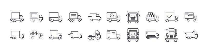 Delivery Truck Outline Simple Linear Image Collection. Editable Stroke. Perfect for Web Sites, Books, Cards, Apps vector