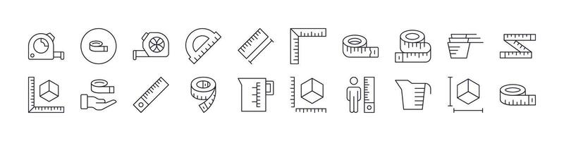 Measure Tape Outline Simple Linear Image Collection. Editable Stroke. Perfect for Web Sites, Books, Cards, Apps vector
