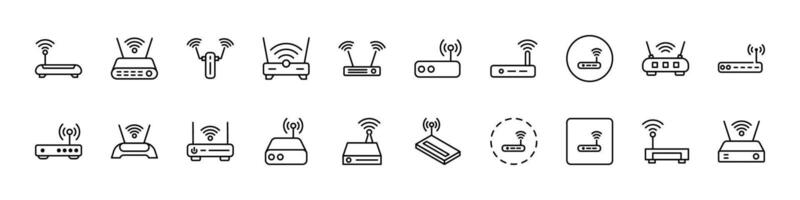 Wi Fi Router Pack of Thin Icons. Editable Stroke. Perfect for Web Sites, Books, Cards, Apps vector