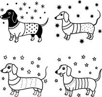 Amusing dog set line drawing page vector