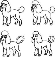 Amusing dog group line art page vector