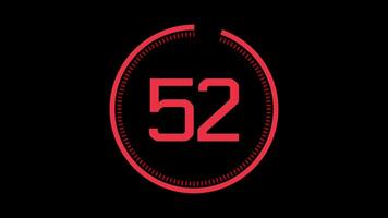 55 seconds red countdown timer suitable for concepts of urgency, time ticking, deadlines, and time management video
