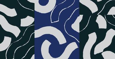 Crafted hand drawn brush line abstract pattern in indigo blue and white, Japanese and ethnic folk wood caving, block print texture surface background, simple graphic for textile, carpet vector
