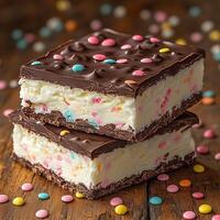 Delicious Chocolate Fudge Candy Bars With Sprinkles photo