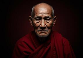 Serene Buddhist Monk Portrait Photography Print photo