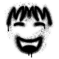 Graffiti emoticon Cool smiling Face isolated on white background vector