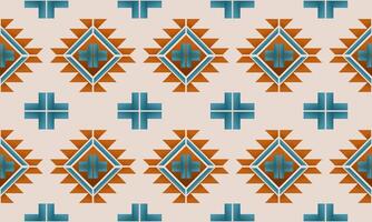 pattern geometric designs with orange and blue on cream color background , design for fabric or various pattern printing works vector