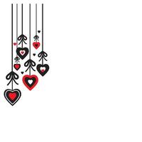 Garland of a set of hearts for Valentine's Day. Flat isolated picture with minimalistic pattern for love, romance, party, holiday card, badge or print. vector