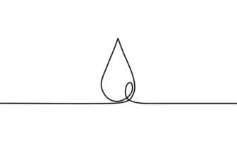 Continuous line drawing of Water or blood drop on white background. vector